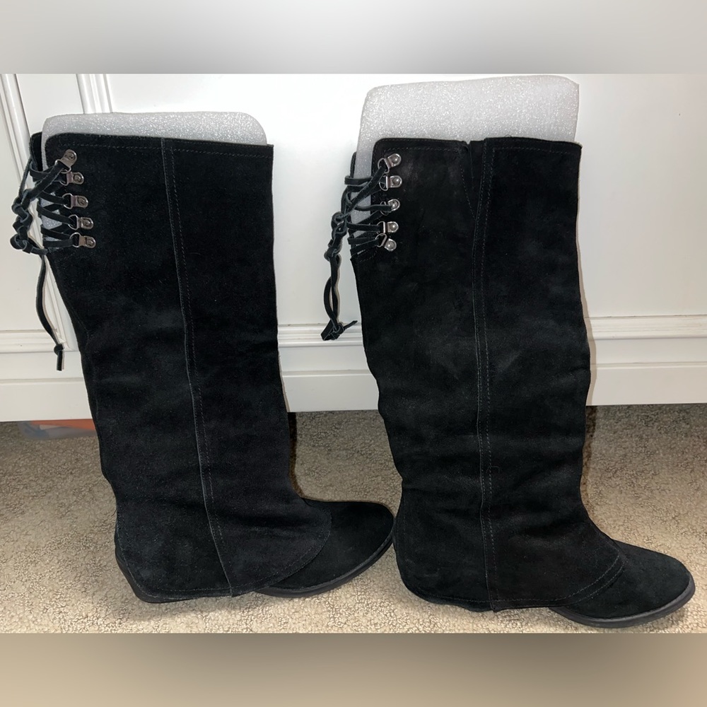 Naughty Monkey size 8 black shade lace up tall boots